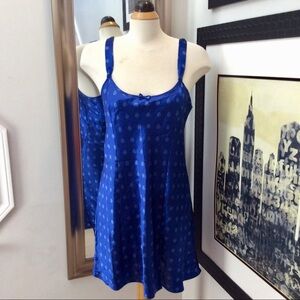 Morgan Taylor blue polka dots slip dress.